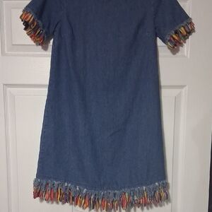 Hot & Delicious Denim Dress with Colorful Fringe